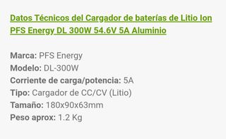 Cargador de Baterías de Litio 54,6 V