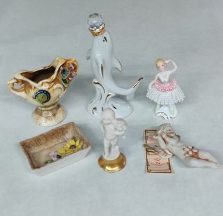 Lotto 6 oggetti vintage in porcellana Capodimonte