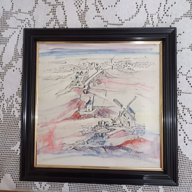 Acuarela molinos de viento