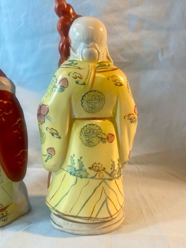 Figuras de porcelana de  dioses chinos Fu Lu Shou.