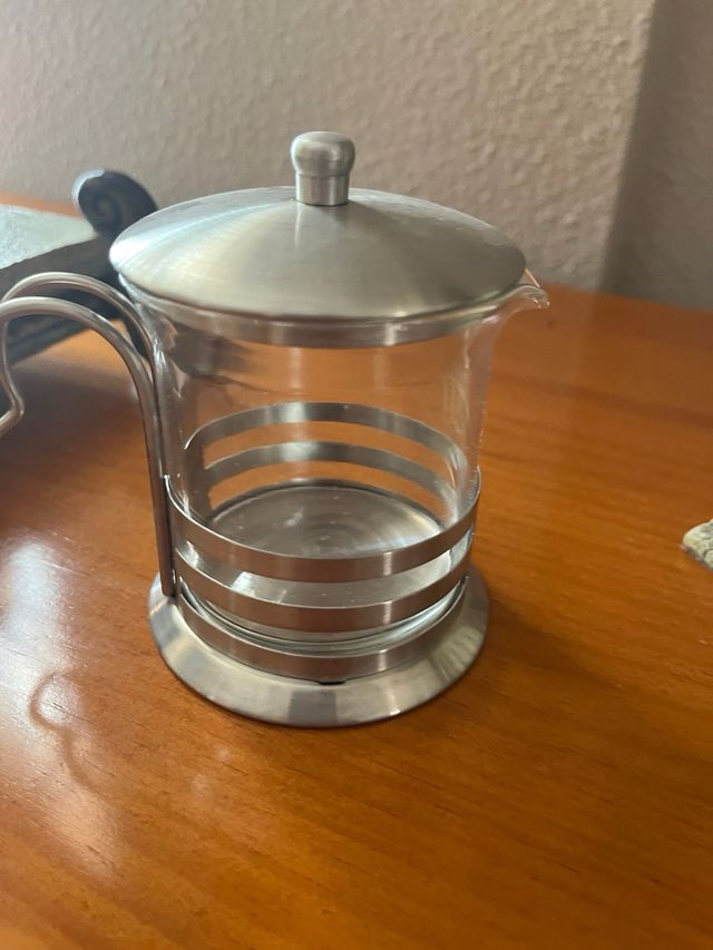 Juego de té cristal y acero