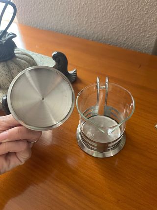 Juego de té cristal y acero