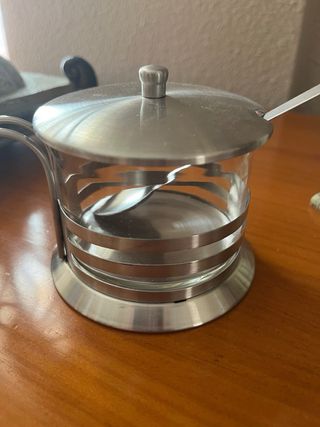 Juego de té cristal y acero