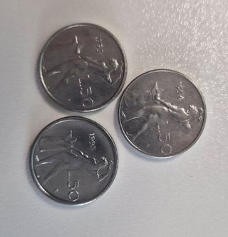Raro tris Micro monete 50 lire rebubblica italiana
