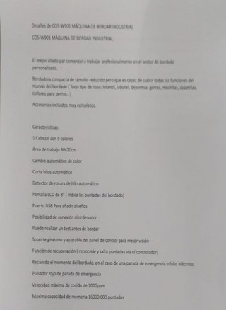 Bordadora COS ( UN CABEZAL Y 9 COLORES)