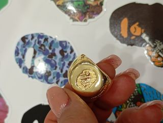 💟💖anillo dorado metal modelo bape T10