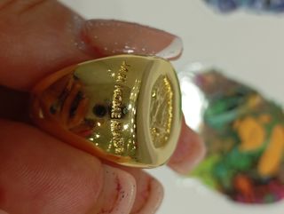 💟💖anillo dorado metal modelo bape T10