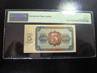 Billete 5 Pesetas 1938 PMG 64 EPQ