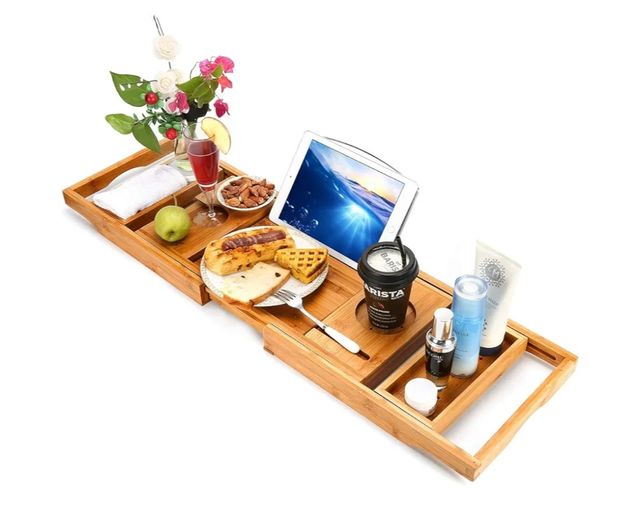 Bandeja de bambú bañera, cama.