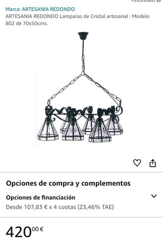 Lámpara de forja de techo