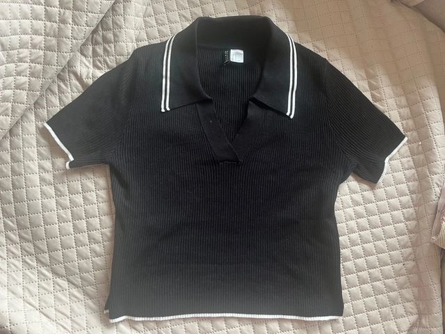 Top en punto de canalé con cuello, M.