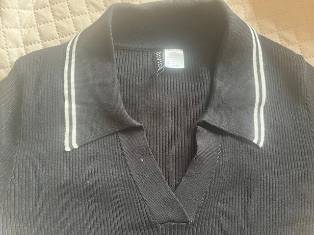 Top en punto de canalé con cuello, M.