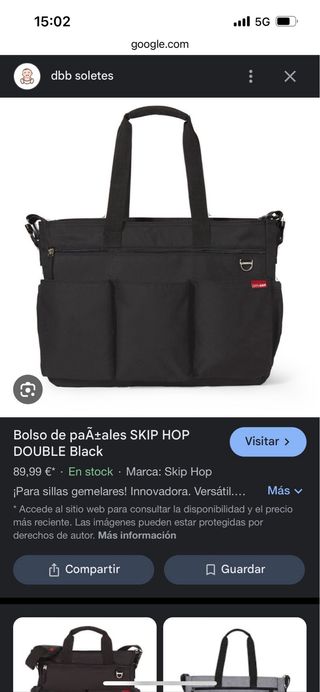 Bolso con cambiador de bebe skip hop.