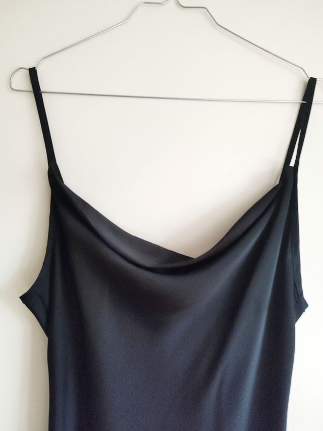 Shein abitino lucido nero effetto seta