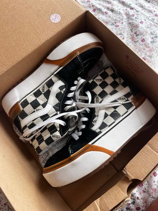 Vans de cuadros plataforma sk8 hi stacked