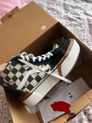 Vans de cuadros plataforma sk8 hi stacked