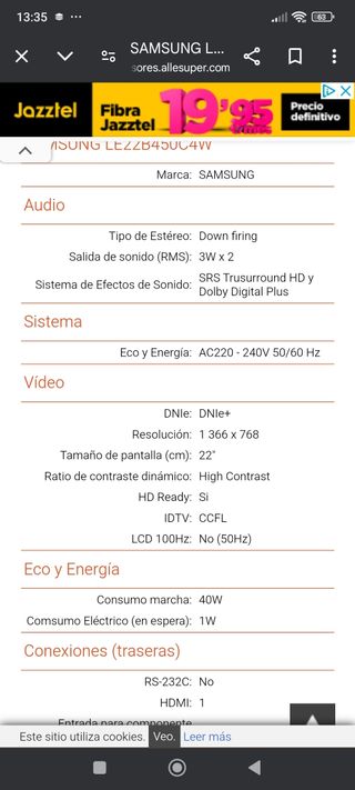 Televisión Samsung más tdt