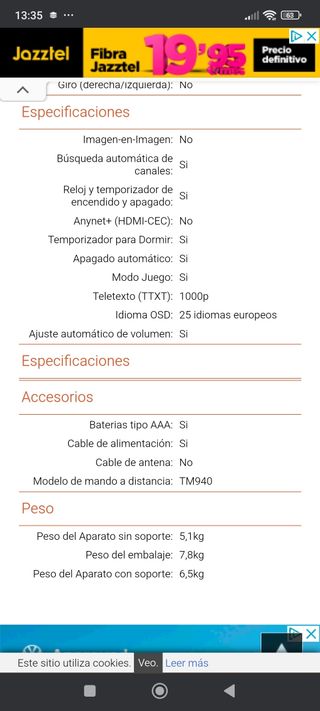 Televisión Samsung más tdt