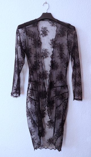 Kimono largo de encaje negro. T. única HALLOWEEN