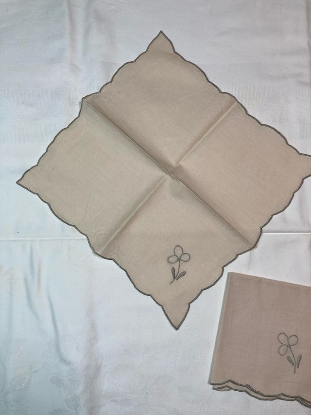 6 Tovaglioli da tè in Cotone Nuovi Ricamati