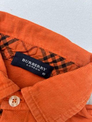 Polo Burberry Naranja Streetwear Vintage de Lujo
