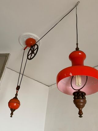 Lampadario vintage a carrucola