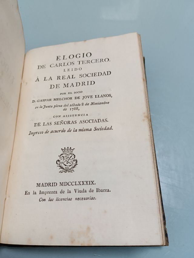 1788 Libro Jovellanos Elogios Pronunciados.