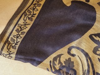 Foulard pashmina fantasia floreale blu e oro