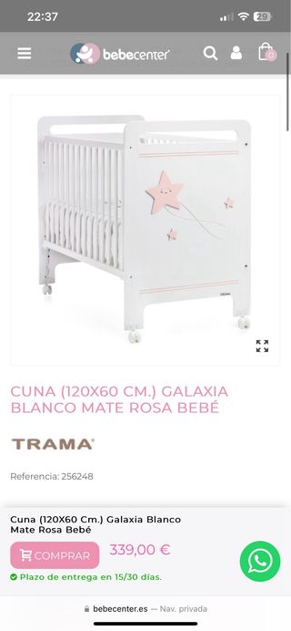 Conjunto cuna colecho y cajonera