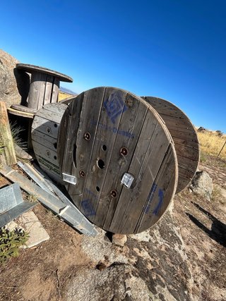Bobina madera mesa exterior