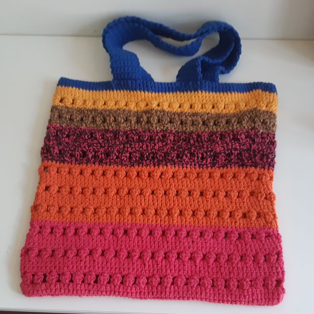 Saco Sacola Mala Crochê Artesanal Colorido Estimad