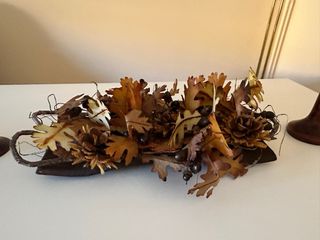 Centro flores secas y 2 candelabros ceramica