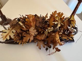 Centro flores secas y 2 candelabros ceramica