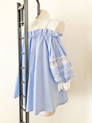 Blusa Escote Barco Mangas Encaje