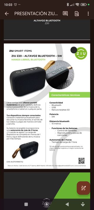 Altavoz Bluetooth Portátil