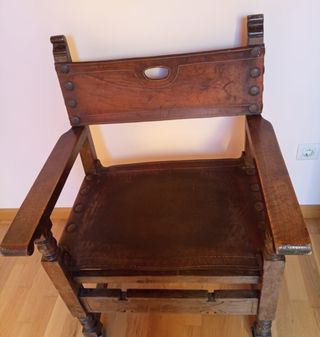 SILLON FRAILERO MADERA Y PIEL 