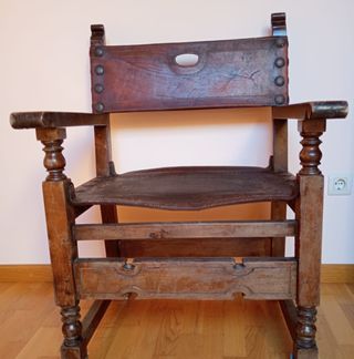 SILLON FRAILERO MADERA Y PIEL 