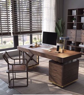 Escritorio de oficina de madera maciza