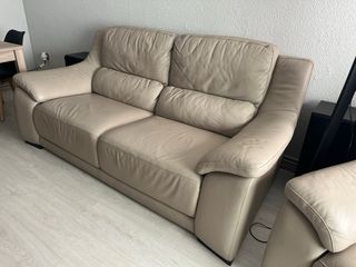 Sofa piel 3 plazas + sofa reclinable
