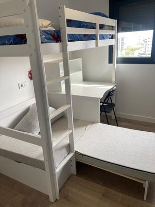 Cama-Litera con escritorio, sofá-cama y almacenaje