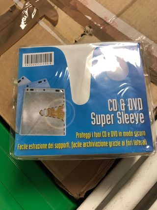 N.100 BUSTINE TRASPARENTI PER CD/DVD CON FORI LATE