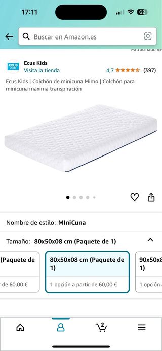 Colchón Minicuna 80cm