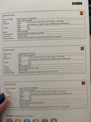 Cámara acuática tipo gopro SJCAM