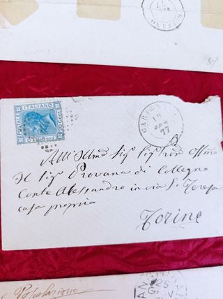 Lettere francobolli su buste antichi