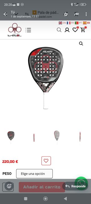 Raqueta de pádel rush trebol carbono