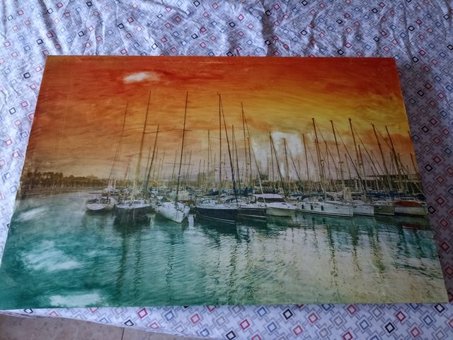 Cuadro "Barcas al atardecer" 90x60cm