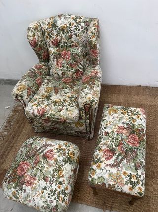 Conjunto de sillón con puff y banqueta para cama,