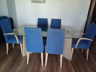 Conjunto de mesa de salón con 6 sillas