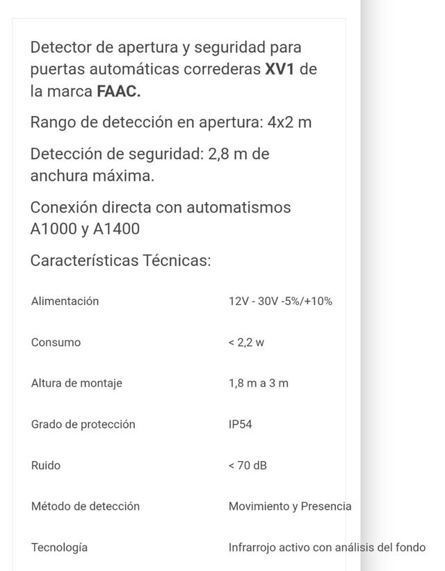 RADAR SENSOR DE MOVIMIENTO FAACXV1