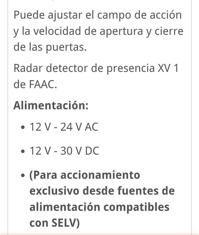 RADAR SENSOR DE MOVIMIENTO FAACXV1